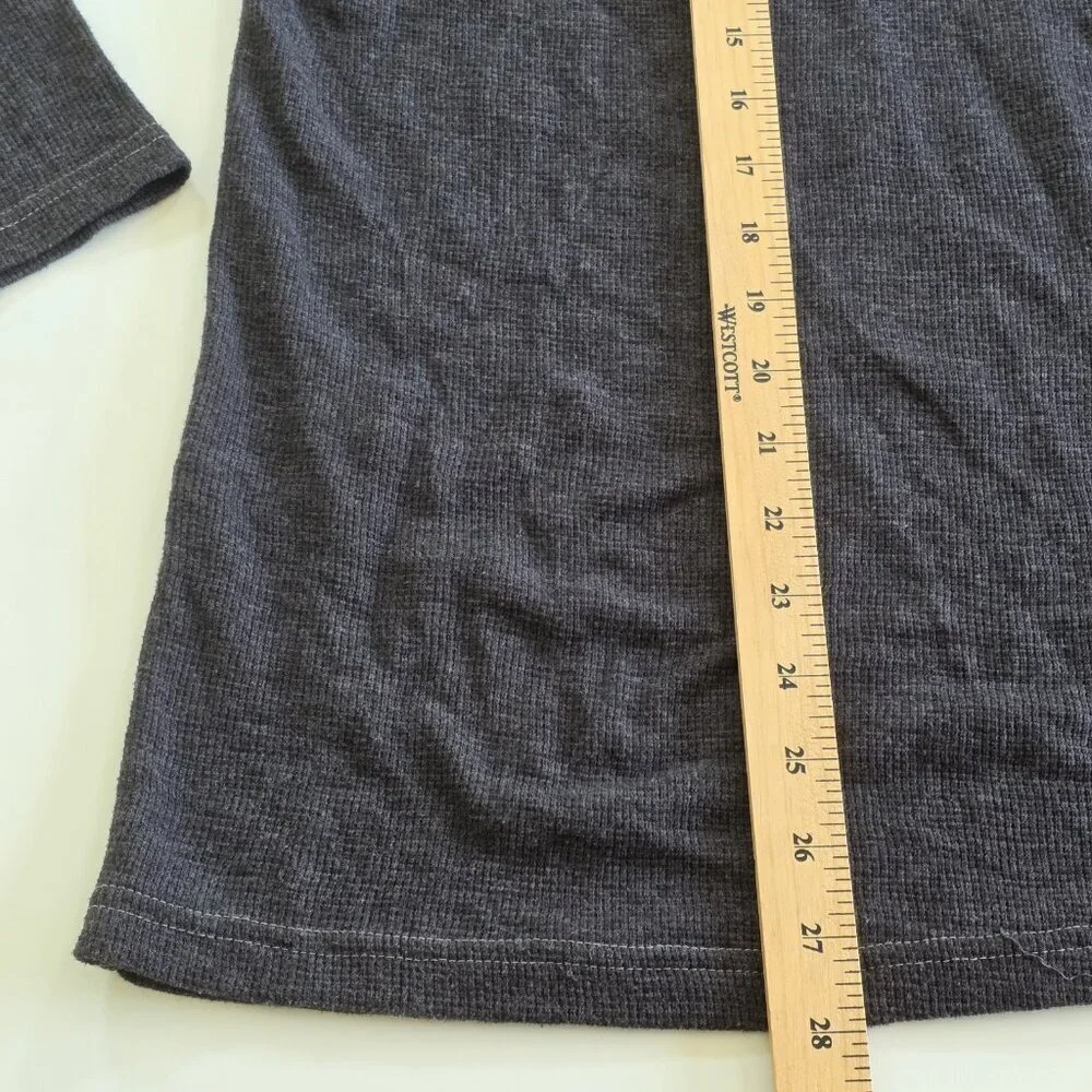 Michael Brandon Henley Men L Gray Cotton Blend Texture LS Casual Cottage Classic